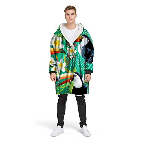 ACC Manta con Capucha de Gran tamaño Adulto, Caliente, Suave y Grueso usable Sherpa Sudadera Albornoz para Adultos y jóvenes, Animales,4,XXL