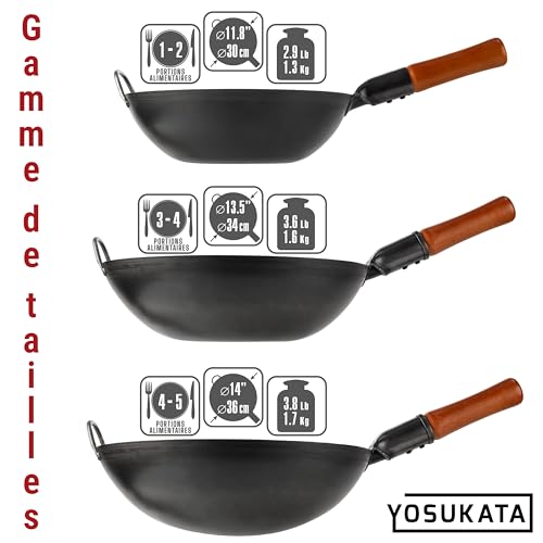 Wok 34 cm acier carbone pré-assaisonné, YOSUKATA – Image 6