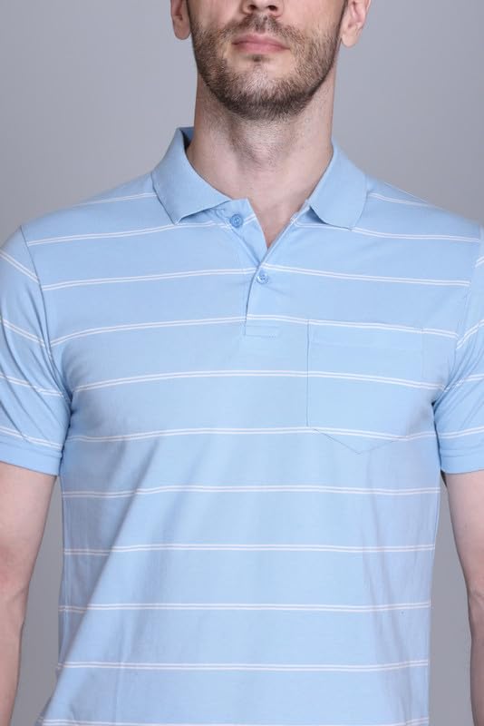Image of SANE ORIGINALS Half Sleeve Polo T-Shirt for Men with Pocket || Stripe Collar and Pocket T-Shirt for Men Half Sleeves