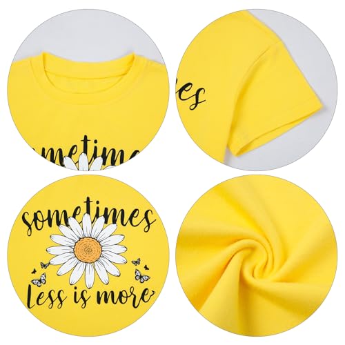 Image of Girls Summer Outfits Floral Print Shirt Yellow Short Sleeve Top and Biker Shorts Kids Clothing Sets 5-14 Years
