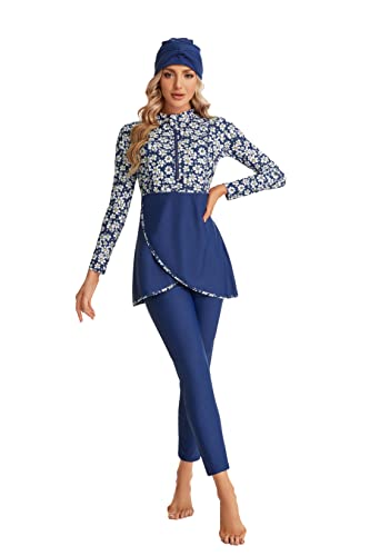 Maillot de bain couvrant anti-frottement avec bikini musulman imprimé 3 pièces