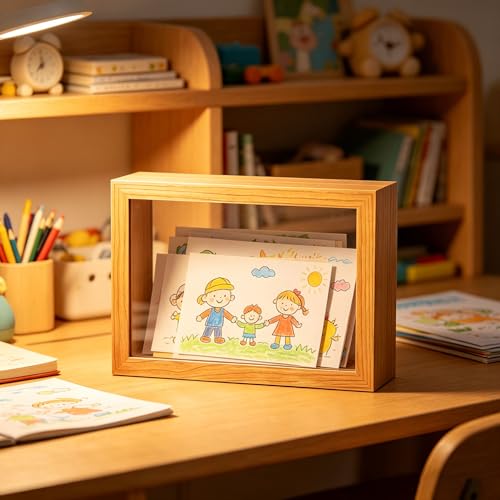 Boîte de table en bois et verre pour souvenirs et décoration de maison