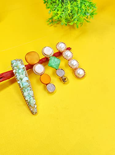 Image of ANNACREATIONS 5 Piece Korean Style Pearl Metal Hair clips, Plastic Pearl Barrettes Hairpin for Women & Girls(Golden)