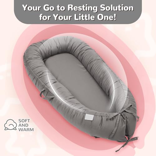 Image of EAQ Baby Lounger, Infant Lounger for Newborn,Portable Baby Nest Cover Breathable & Soft, Newborn Essentials