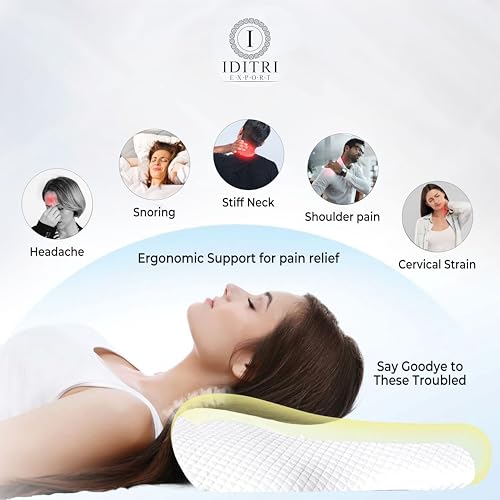 Image of Cervical Support Pillow, Rebound Memory Foam Ergonomic Contour for Neck Pain, 48 x 30 x 9 cm, Breathable Skin Friendly Fabric, Orthopedic Bedding for Side and Back Sleepers,White
