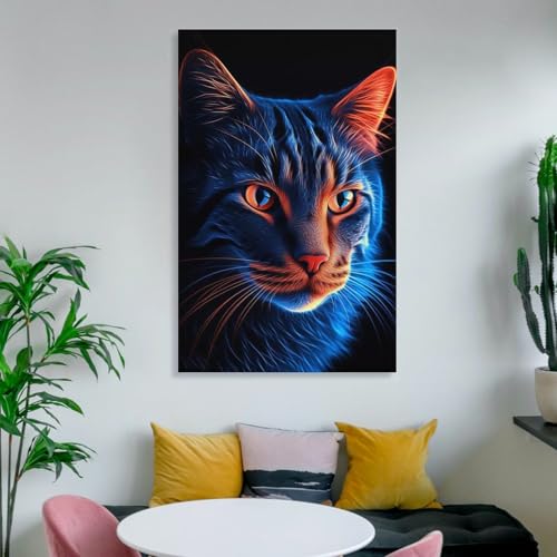 Affiche néon chat pour valoriser un mur vide de bureau ou de salon