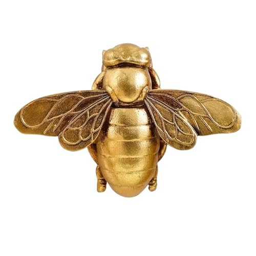Décoration murale d'abeille 3D vintage en résine dorée 7,76x5,43 pouces pour salon