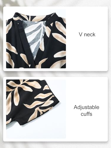 SEAFORM Women's Casual Long Dress V-Neck Retro Floral Print Dresses Elegant Long Fitted Dress for Women with Flowy Hemlines4