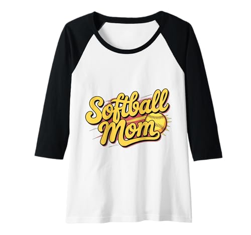 Mujer Elegante camiseta gráfica de sóftbol para mamá Camiseta Manga Raglan