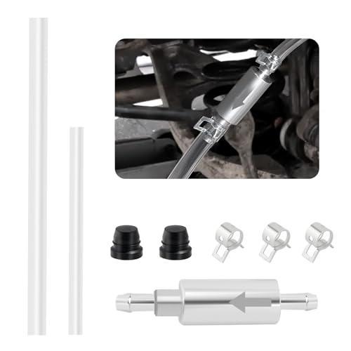 OFBAND Car Brake Bleeder Kit with One Way Check Valve,Transparent Car Brake Bleeder Hose One Way Check Valve & Brakes Bleeders Caps Kit,Practical One Ways Brakes Bleeders Valves Hose Kits