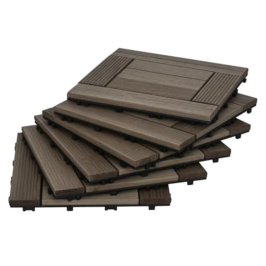 Outsunny 27 baldosas de madera entrelazadas para terrazas, 30 x 30 cm, baldosas de suelo para exteriores, 2,5 ㎡ por paquete, para patio, balcón, terraza, bañera de hidromasaje, gris carbón