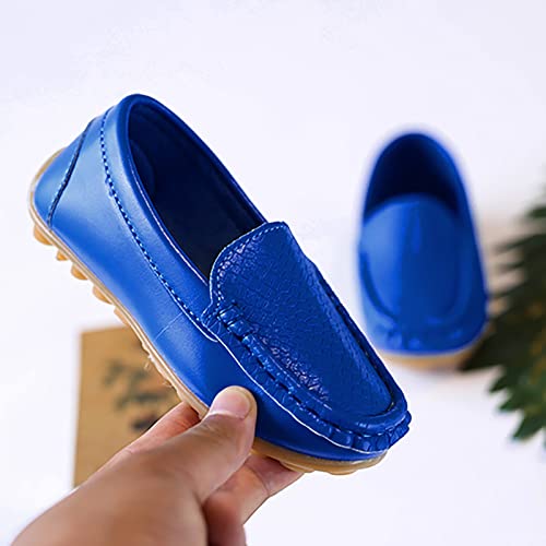 Boys Girls Leather Loafers Soft Slip-On Texture Flat𝘀 Boat Dress 𝗠occasin Daily Casual Walking Schooling Shoes2