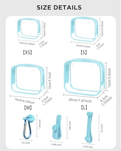 Image of LETGO 4 PCS Clear Insert Bag for Bogg Bag, 4 Sizes Waterproof Beach Bag Organizer Pouch with Bogg Bag Hooks Accessories,Transparent Zipper Makeup Toiletry Bag for Rubber Tote Bag Beach Travel