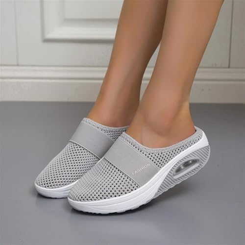 Mules for Women Orthopedic Diabetic Air-Cushion Slip-On Backless Walking Sandals Lightweight Breathable Mesh Slippers Beach Vacation Sandals with Arch-Support4