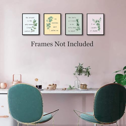 Image of TANXM Unframed Mental Health Canvas Wall Art Set of 4 | Anxiety Therapy Radical Acceptance Quote Decor for School Study Room, Positive Motivational Prints, 8x10 Inch
