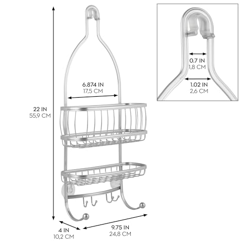 iDesign-York-Metal-Wire-Hanging-Shower-Caddy-Satin-Silver-Extra-Wide-Space-975-x-4-x-22-Hooks-for-Razors-Towels-For-Shampoo-Conditioner-Soap