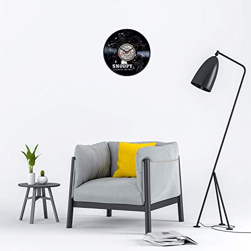 Snoopy Vinyl Record Wall Clock Poster - Vintage Home Decor Kitchen Bedroom Living Room Kids Room - Unique Handmade Gift For Kids Friends Boys Girls - 12 Inches #TOP4