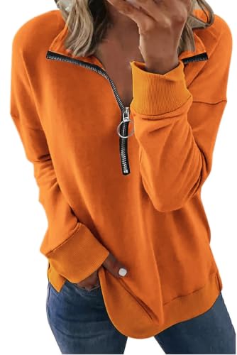 Image of NEYOUQE Womens Fall Winter Fashion Sweatshirts Quarter Zip up pullover Polo sweatshirt women casual trendy crewneck tops