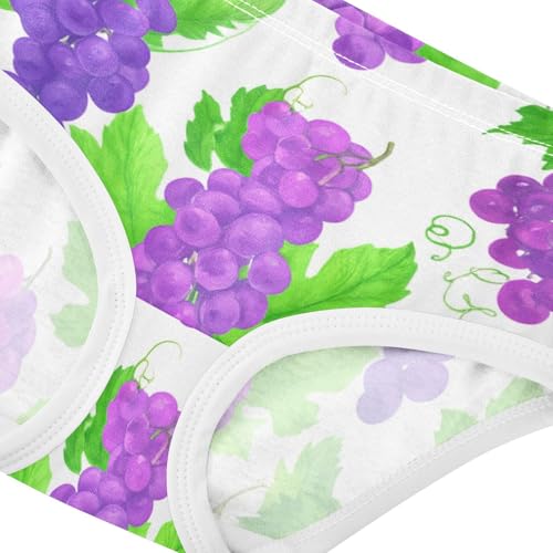 Girls Underwear Toddler 2t Cotton Panties Little Girl Bright Undies Kids Briefs Purple Grape Green Leaves White4