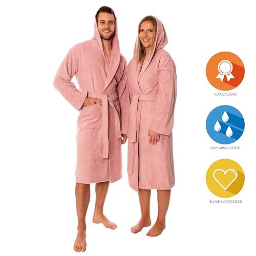 Albornoz de rizo 100% algodón Lavea con capucha tacto suave spa unisex 2
