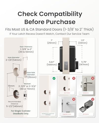 Image of DESLOC B200 Fingerprint Smart Door Lock with App Control, Keyless Entry Deadbolt for Front Door, Auto Lock, Touchscreen Keypad, 8 Unlock Methods, USB-C Backup Power, 12-Month Battery, BHMA Grade3