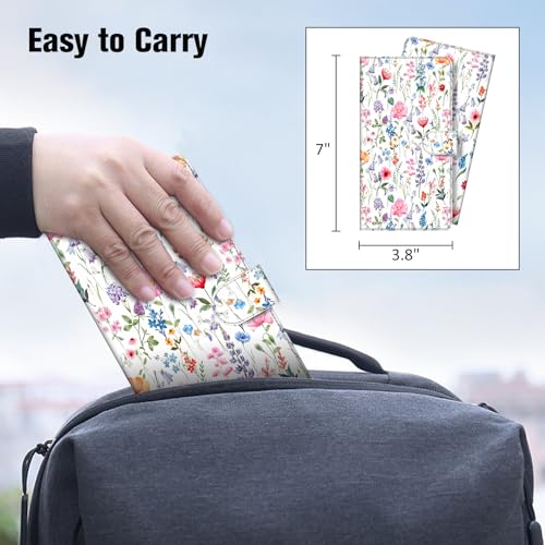 Image of FINTIE Checkbook Cover for Personal Checkbook, RFID Blocking Big Capacity Standard Register Duplicate Checks with Pen Holder, Cards Slots (Flower Fantasy)