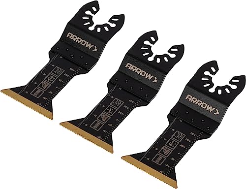 Arrow OSC125C-3A Titanium Coated Carbide Flush-Cut Oscillating Multitool Cutting Blades for Wood, Drywall, PVC, and Metal, 1-3/8 Inch, 3-Pack - Thumbnail 5