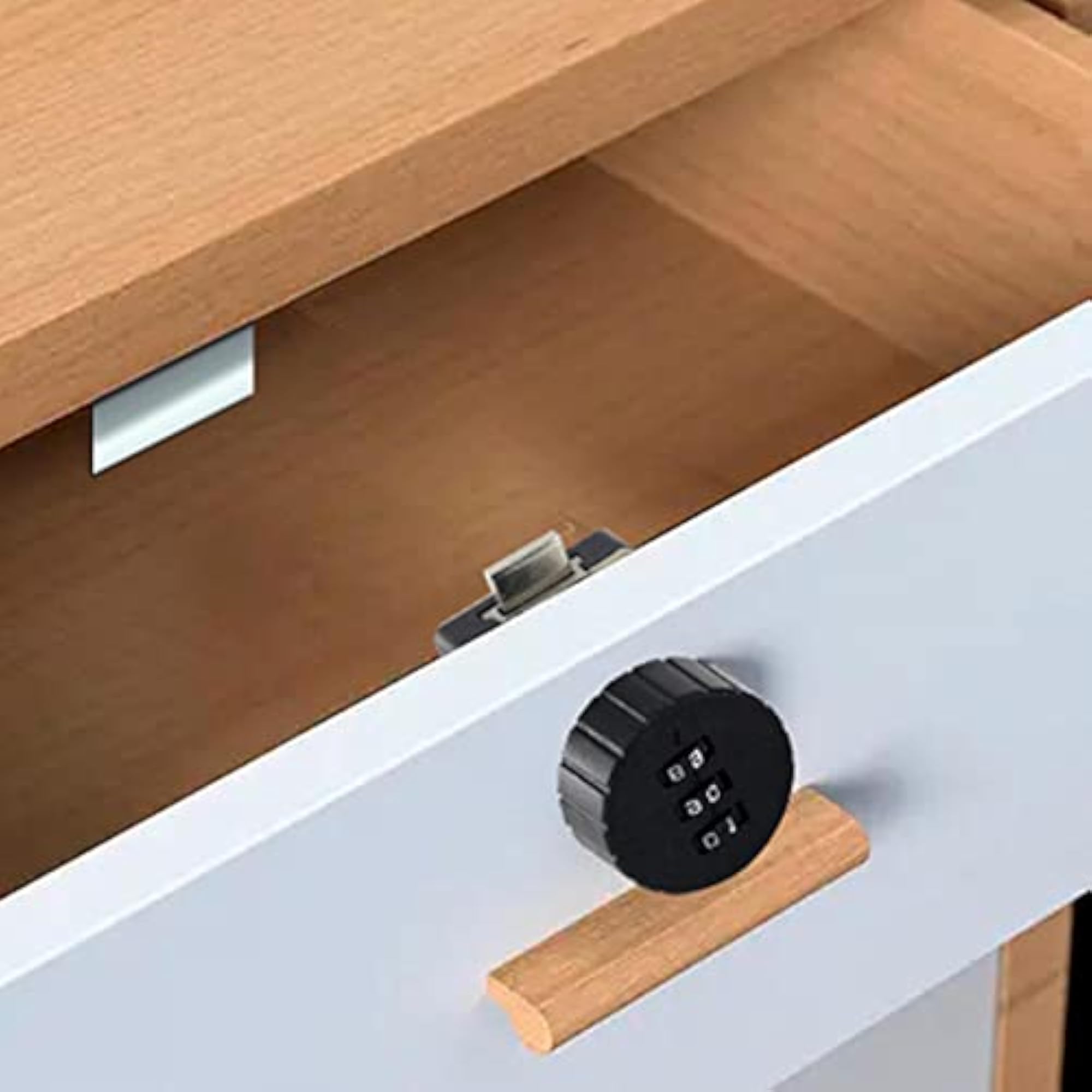 Keyless Combination Cam Lock for Cupboard, Mailbox, Wardrobe, Black Round 39x39mm