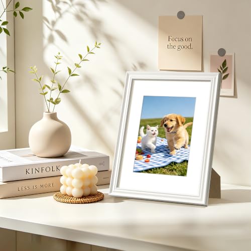 Image of upsimples 8.5 by 11 Picture Frame, Vintage Frames Decor, 1Pack White | Fit 6x8 and 8.5x11 Photo, Wall or Tabletop Display, Antique-style Decoration, Rustic Farmhouse Decor, For Weddings
