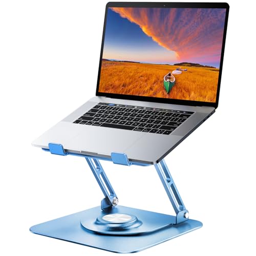 JOYEKY Laptop Stand for Desk, Adjustable Computer Stand with 360° Rotating Base, Ergonomic Laptop Riser for Collaborative Work, Foldable & Portable Laptop Stand, fits for All 10-16