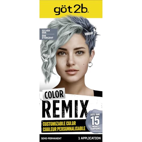 Got2b Color Remix, Customizable Semi-Permanent Hair Color, 100 Silver Era