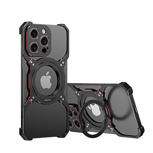 Coque arrière iPhone 16 Pro magnétique antichoc bumper métal noir rouge