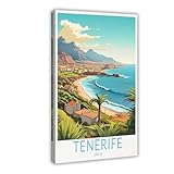 NLKQHTF Teneriffa, Spanien, Reise-Kunstposter, Leinwand, 
