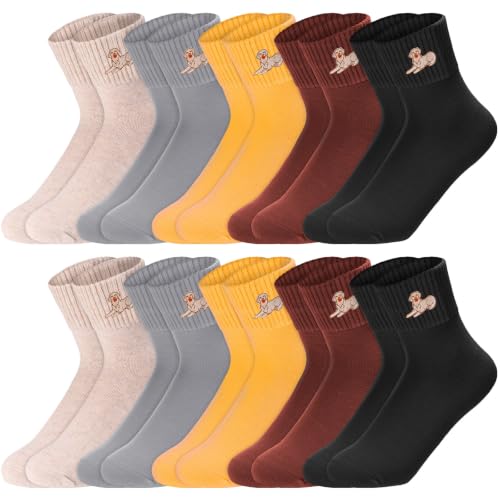 Image of Eurzom 10 Pairs Socks Womens Crew Elastic Ankle Length Cotton Socks Aesthetic Cute Lightweight Low Cut Gifts for Women