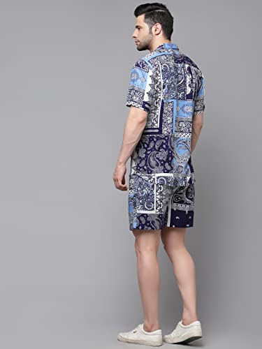 Image of Rigo Printed Co-Ord Set for Men's | Casual Shirt & Shorts Night Suit Set | Lounge-wear Nightdress Pajama Set for Men's | Night Wear, Beach Wear, Vacation Wear Outfit