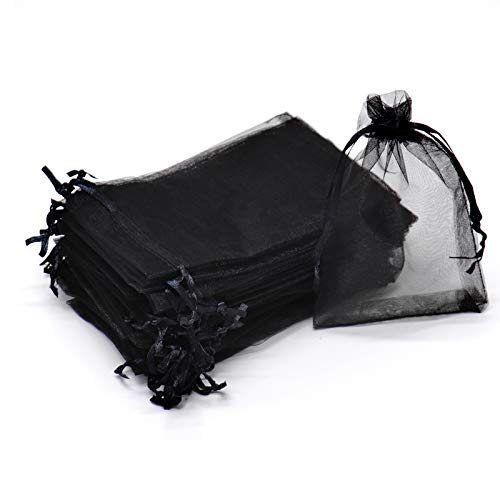 Image of Dealglad 50pcs Drawstring Organza Jewelry Candy Pouch Christmas Wedding Party Favor Gift Bags (4x6, Black)