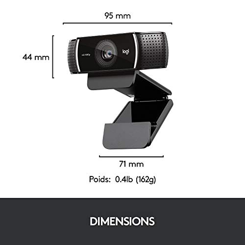 Webcam 1080p Logitech Pro - Coloris noir C922 Noir