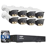 【Audio】 ONWOTE 5MP PoE NVR Security Camera System, 8CH H.265 5MP NVR 3TB HDD, 8 Outdoor 5 Megapixels 2592x 1944P Ethernet IP Security Cameras, 100ft Night Vision, Onvif, Remote Home Monitoring System