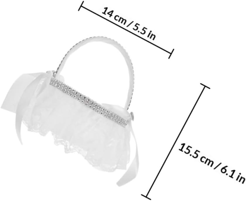 Lace Flower Girl Basket with Bowknot, Small Size Portable Wedding Supply, 2pcs Storage Baskets for Wedding Ceremony and Flower Girl Use