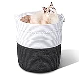 Woven Rope Storage Basket - 14'x16' Natural Cotton Rope Pillow Blanket Towel Baskets | Nursery Clothes Laundry Hamper - Kids Toy Organizer Large Storage Bin with Handles