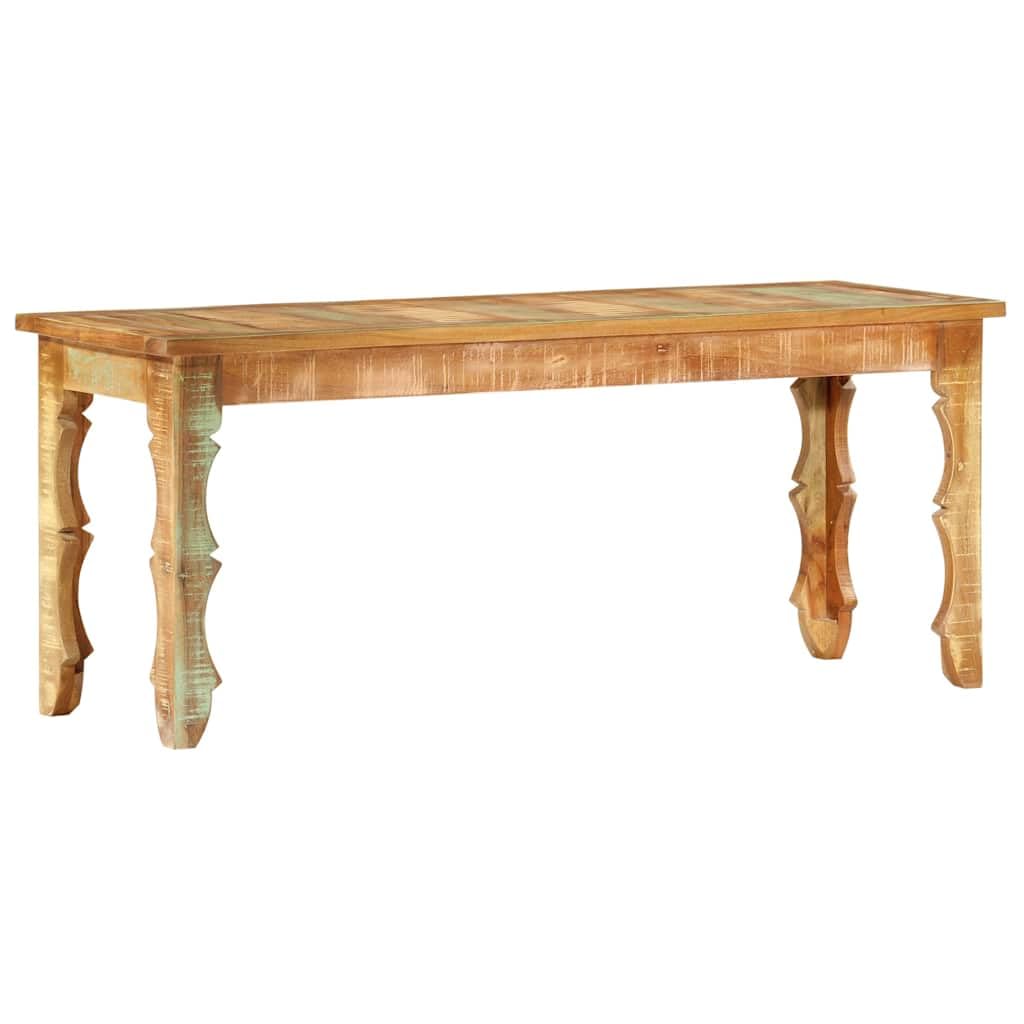 Rustykalna ławka z litego drewna, 110 x 35 x 45 cm, wykonana z drewna pochodzącego z recyklingu, do korytarza, sypialni, salonu, jadalni, z tapicerowanym siedziskiem i miejscem do