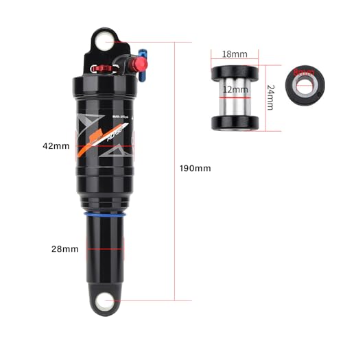 Tbest Fahrrad-Stoßdämpfer hinten, Mountainbike-Luftdruck-Stoßdämpfer Soft-Heckrahmen Heck Springback, 19cm for Mountainbike, Trail, Downhill, Forest, All-Terrain