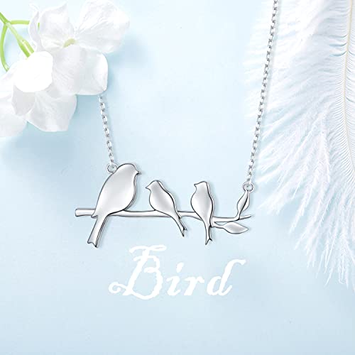DAOCHONG 925 Sterling Silver Cute Animal Family Bird Necklace Birds on Branch Necklace for Mom from Daughter Son4