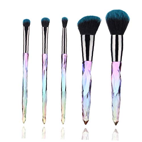 5pcs / Set Manera De Mujeres De Comestic Cepillo Con Manija Colorida Diamante Cepillo Profesional Del Maquillaje De Base Líquida Crema En Polvo Brocha Cover