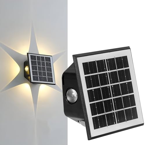 Image of Gigawatts 6 LED Solar Wall Light On /Off Botton & 1.5Ah Battery Water Resistant Decor Deck Fence Lights Flood Lamp for Home Garden Terrace Patio (Set of 1, Warm White)