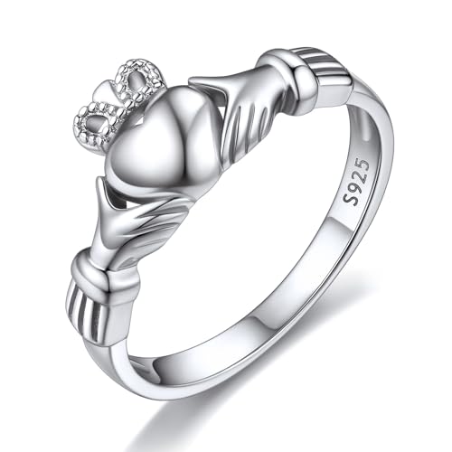 ChicSilver 925 Sterling Silver Claddagh/Triquetra Celtic Knot Promise Ring Size 4-12 01.Claddagh-Silver 8