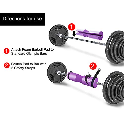 Squat Pad, Barbell Pad, Foam Sponge Pad, Squat Bar Neck Pad, Training Weightlifting Cushion Women & Men for Lunges, Squats and Hip Thrusts - Purple