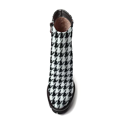 WAYDERNS Womens Evening Patent Zip Platform Round Toe Casual Block High Heel Ankle High Boots 4.7 Inch3