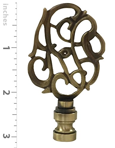 Image of Royal Designs Hand Carved Caste Floral 3 inch Lamp Finial for Lamp Shade, Antique Brass