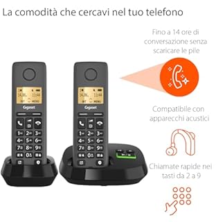 Gigaset PURE 120A Duo - Due cordless con Segreteria - Display Illuminato, Nero Antracite [Compatibile in IT, DE, FR, NL, BE, CHE, AUT]